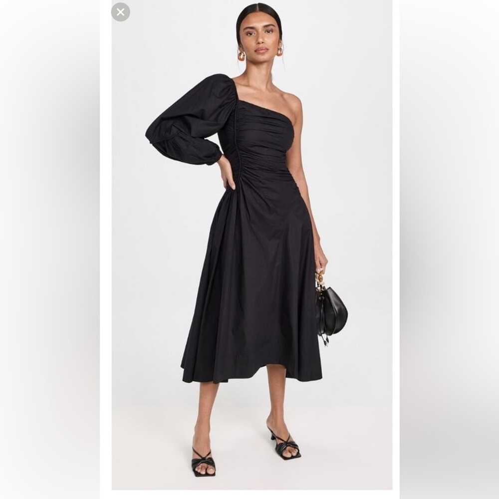 Ulla Johnson Fiorella Dress One-Shoulder Black Size 16